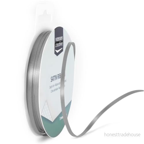 Vaessen Creative satinband 3 mm x 100 m silver, band, dekorband, band för pyssel, tygband bröllop, dop och födelsedagspresenter 8716052229253