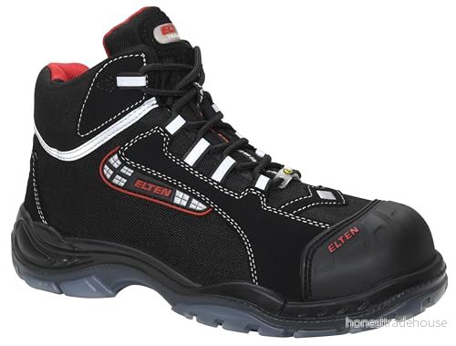 ELTEN Säkerhetsskor SANDER Pro ESD S3, kvinnor och män, textil, plastmössa (lättare än stålhätta), lätta, sportiga, svart/röda, storlek: 40 4030839255070