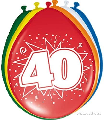 Folat 40 års ballonger mångfärgade 8 stycken 8714572082402