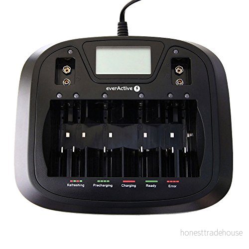 EverActive laddare för 8 batterier AAA AA C D 9 V, universell och snabb, helautomatisk, LCD med procentuell batteriindikator, modell: NC 900U 5902020523581