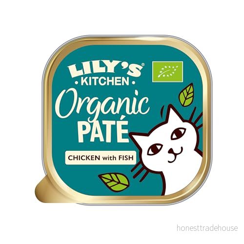 Lily's Kitchen tillverkad med naturliga ingredienser, våtfoder, paté för vuxna katter, ekologisk fisk, spannmålsfritt recept 19 x 85 g 5060184243940