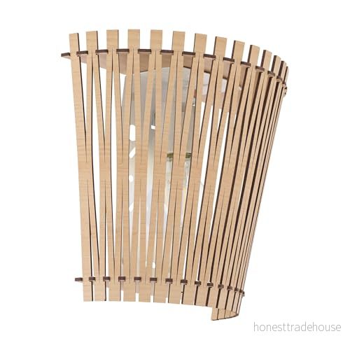 Eglo vägglampa Sendero, boho, inomhus av stål och trä i lönn, vardagsrum natur, halllampa nickelmatta, E27 sockel 9002759961954