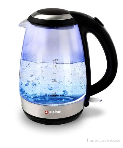 alpina vattenkokare elektrisk LED glas rostfritt stål trådlös 1,7 liter 8711252185545