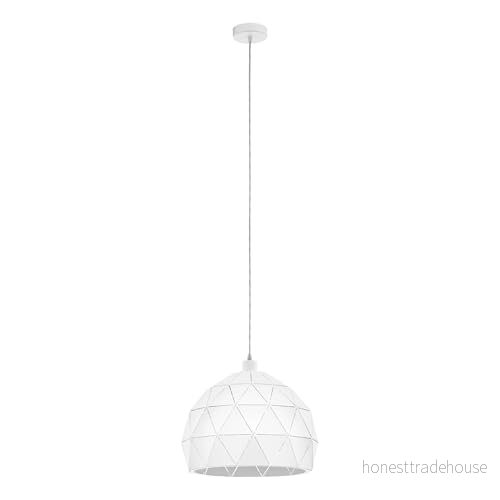 Eglo pendellampa Roccaforte, 1 glödlampa pendellampa, hängande lampa av stål, färg: vit, fattning: E27, Ø: 30 cm 9002759978556