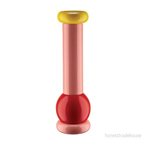 Alessi MP0210 salt, peppar och kryddkvarn i bokträ, 100 värderingskollektion, rosa, röd, gul 8003299455577