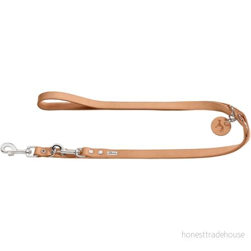 HUNTER justerbart hundkoppel läder, enkelt, slitstarkt, smidigt, 1,3 x 200 cm, natur 4016739660329