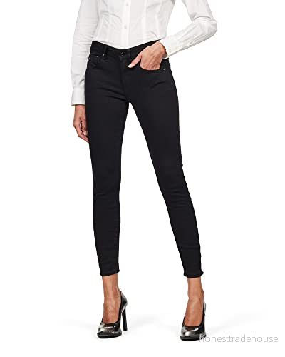 G-STAR RAW kvinnors båge 3D smala jeans med medelhög midja, Svart (Pitchsvart D05477-b964-a810), 26W x 32L 8719768703673