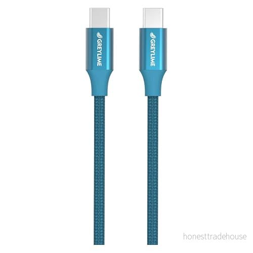 GreyLime USB C till 60 W flätad kabel för MacBook, bärbar dator, GoPro, Samsung Blue 2 m/6,6 fot 5713661003130