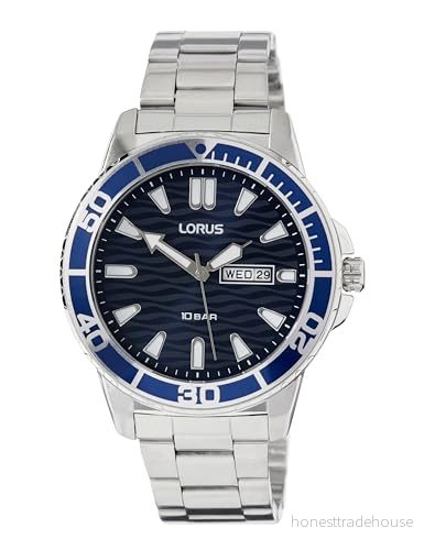 Lorus män analog kvartsur med metallarmband RH357AX9, blå 4894138358654