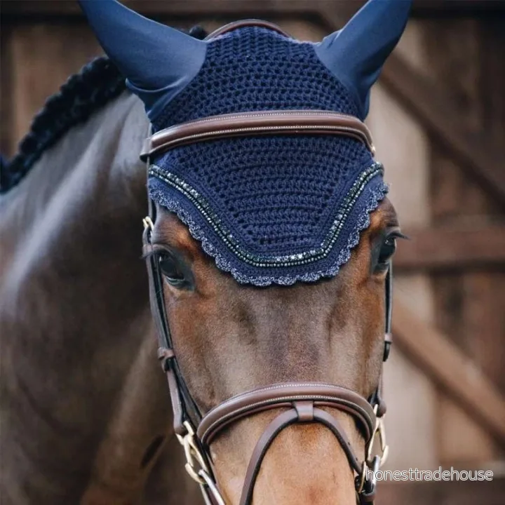 Kentucky Horsewear Wellington Stone & Pearl flugöron, storlek: WB, färg hästkläder: marin 5425030837245