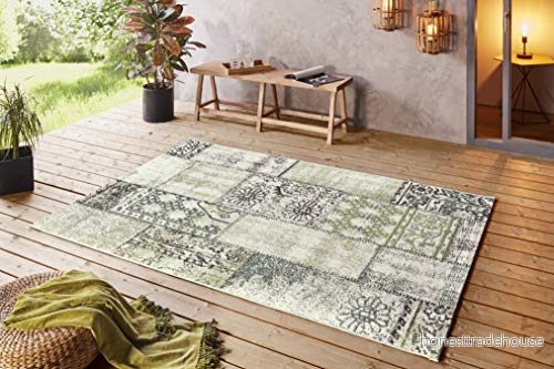bougari inomhus och utomhus matta Symi, 103846 P 120x170 cm Grün Creme Schwarz 4260628028923