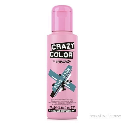 Crazy Color Vibrant Blue Jade Semi Permanent hårfärg. Högpigmenterad teal konditionering och oljenärande vegansk formel Inget blekmedel eller ammoniak 100 ml 5035832007984