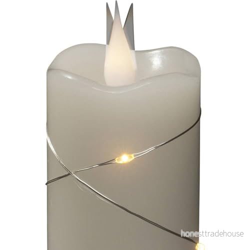 Konstsmide Smala batteriljus/3D levande ljus/batteridriven flimrande ljus med rörligt ljus/äkta vitt vax/micro älva lampor/4 eller 8 timmars timerfunktion / 15,2 x 5 cm/varm vit 7318301825196