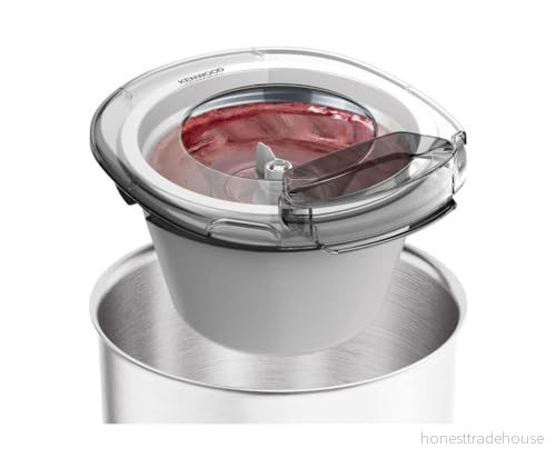 Kenwood Glacier, fryst efterrättstillverkare för sorbet och yoghurt, glassmaskin tillbehör matberedare, lämplig med kockställ mixer, skål 1 l, KAX71 000 WH, plast, vit 5011423002132