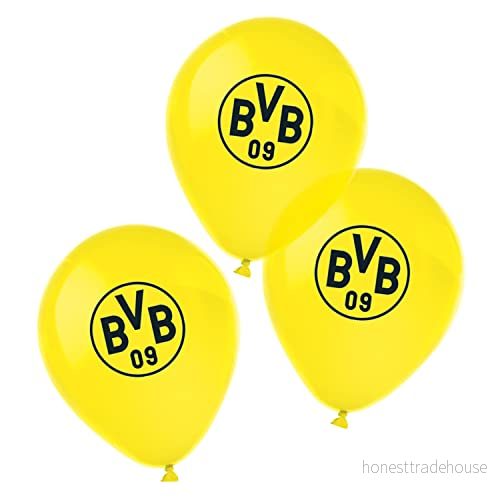 Amscan 9908533 ballonger BVB, 6 stycken, storlek 27,5 cm (11 tum), Borussia Dortmund, gjord av latex, dekoration, fotboll, fest, fan, födelsedag 194099023856