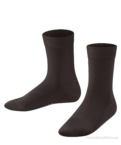 FALKE Unisex barn familj strumpor hållbar bomull svart grå många andra färger förstärkta barnstrumpor utan mönster andas enfärgade miljövänliga hållbara 1 par, Brun (mörkbrun 5230), 19 22 EU 4031309167152