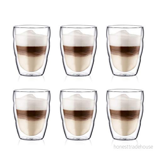 Bodum PILATUS glasset (dubbelväggig, isolerad, diskmaskinssäker, 0,25 l/8 oz) paket med 6, transparent 699965199197
