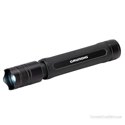 GRUNDIG LED ficklampa 110 lumen 3 W 100 m räckvidd belysningslägen: hög, låg, pulserande svart 8711252235486