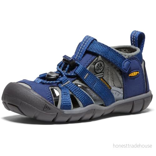 Keen Seacamp II CNX Youth Unisex Vandringssandaler för barn, Storlek: 32/33, Blue depths/gargoyle Textil/syntet 887194195756