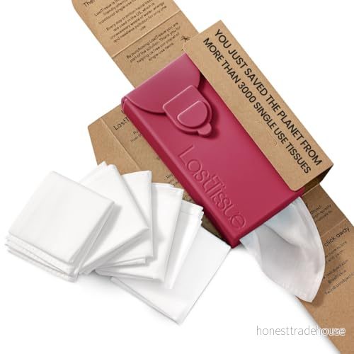 LastTissue® Näsdukslåda miljövänlig återanvändbara ekologiska näsdukar av bomull designad i Danmark Zero Waste mjuka kosmetiska våtservetter ... (rosa) 5714820211519