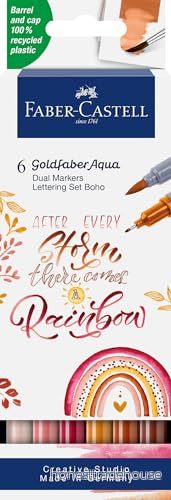 Faber Castell 164518 Goldfaber Aqua Dual Marker, Boho med penselspets och fineliner spets, 6 pack 4005401645184