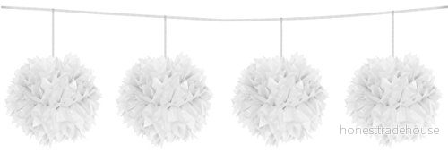 Folat Pompom krans vit 12cm / 3 meter 8714572228527
