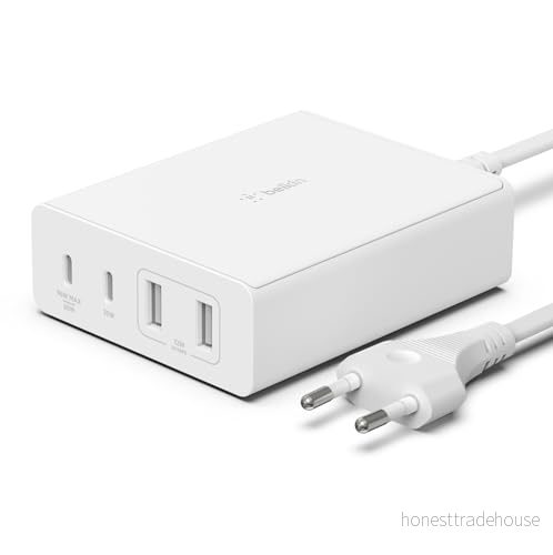 Belkin 108 W GaN USB laddningsstation för flera enheter, 2 Typ C och A snabb skrivbordsdocka med laddning hubb MacBook, Pro, Air, iPhone, iPad Galaxy, Pixel, Sony m.fl. 745883827527