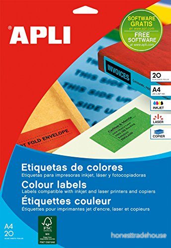 Etiquettes pour Imprimante Apli 105 x 148 mm Bleu 20 Volets 8410782129929
