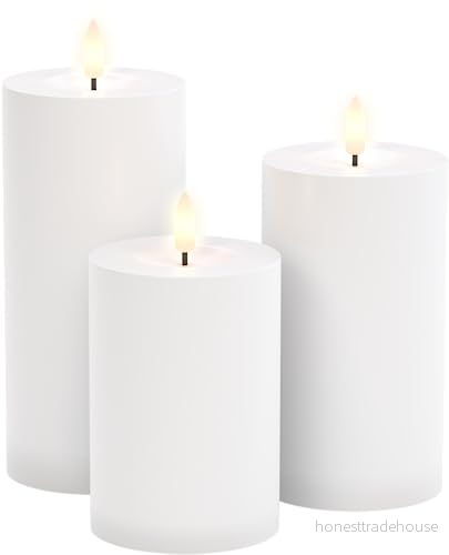 goobay 64786 LED stearinljus uppsättning om 3 med fjärrkontroll/elektrisk utomhus ljusljus/realistisk flimrande låga/LED dekoration/timerfunktion/flamlösa ljus/batteridriven/vit 4040849647864