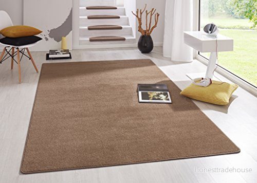 Hanse Home inomhatta Fancy vardagsrumsmatta enfärgad modern velourmatta för matsal, vardagsrum, barnrum, hall, sovrum, kök brun, 80 x 150 cm 4260525250427