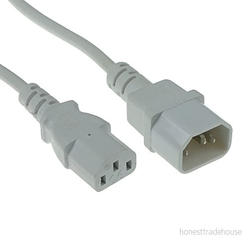 ACT IEC kabel 3 m, C13 till C14 kallenhetskabel förlängning, kontakt hona stift AK5427 vit 8716065467628