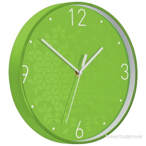 Leitz WOW Väggklocka, kvartsur, 29 cm, grön, 90150054 4002432122981