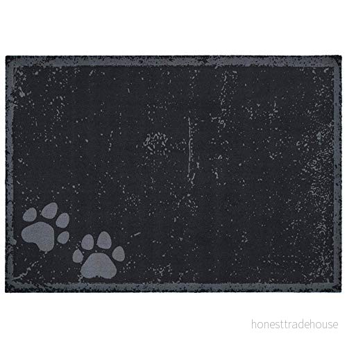 Hanse Home Pets skålunderlägg matskålsunderlägg för hund hundfilt vattentät lättskött halkfri tass design inomhus och utomhus underlag hundskål antracit, 100 x 140 cm 4260669874664