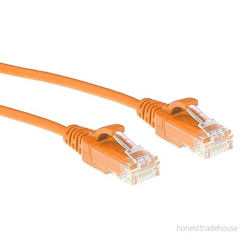 ACT CAT6 nätverkskabel, U/UTP LSZH LAN kabel tunn 3,8 mm smal linje, flexibel snagless Ethernet med RJ45 kontakt, för användning i datacenter, 5 meter, orange DC9105 8716065510379