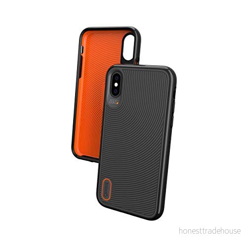 Gear4 Battersea hårt skal med förbättrat stötskydd, D3O skyddad, baksida av glas, smal, robust design för iPhone X svart 4895200203711