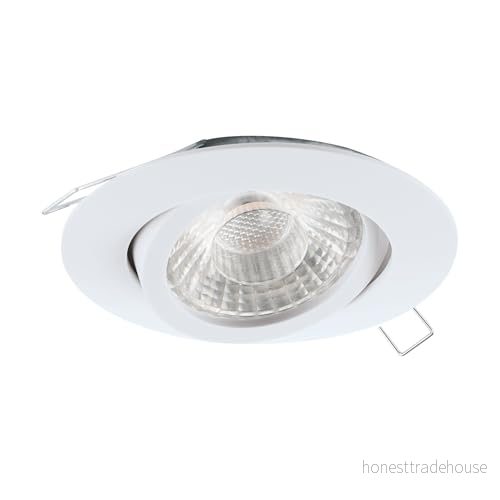 EGLO infälld spotlight Tedo 1, av gjuten aluminium i vitt, lampa med GU10 sockel, LED ingår, platt spotlight, svängbar, Ø 8 cm 9002759986414