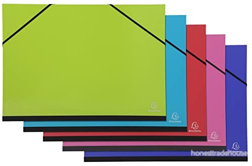 Exacompta - Ref. 25729E 1 Iderama-ritkartong med gummiband insida vitt papper canvasbaksida storlek 32 x 45 cm format för arkivering A3 (297 420 mm) slumpmässiga färger 3130630257295