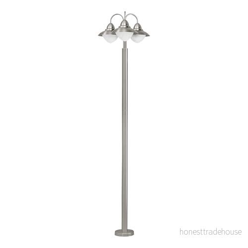 EGLO utomhus golvlampa Sidney, 3 ljuskällor utomhuslampa, i rostfritt stål, glas: vit, opal matt, färg: silver, sockel: E27, IP44 9002759839710