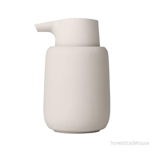 Blomus SONO tvåldispenser av keramik, Moonbeam, tvåldispenser, elegant utseende, matt, högkvalitativt utförande, exklusivt badrumstillbehör (H 14 cm, D 9,5 Ø 8,5, V 0,25 l, färg: 4008832690549