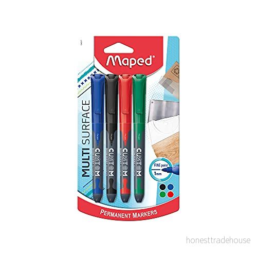 Kartade permanenta markörpennor (paket med 4 i blandade färger) 3154147345177