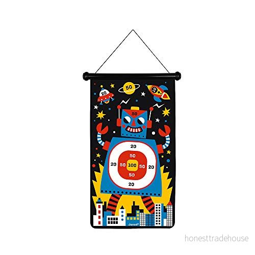 Janod Robot Theme Magnetic Dart Game Recto/Verso Skill Learning Agility and Concentration 6 Darts from 4 Years Old, J02073 3700217320737
