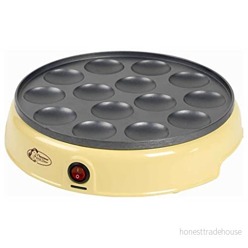 Bestron Poffertjes (holländska minipannkakor) enhet i retrodesign, Sweet Dreams, non stick beläggning, 800 W, gul 8712184054794