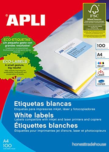 APLI Labels Round Corners 64 x 33,9 mm vit 2 400 st. självhäftande etiketter (vit, A4, mm, 220 310 20 2400 styck) 8410782024095