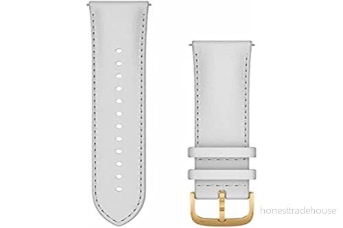 Garmin snabbfrigörande band (20 mm) vitt läderband med 24K guld PVD hårdvara 753759243685