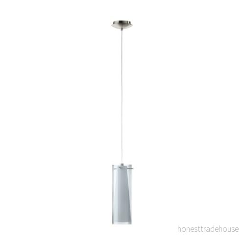 EGLO pendellampa Pinto Nero, med 1 lampa, material: Stål, färg: Nickel matt, glas: Rökglas, opal vit, fattning: E27 9002759903046