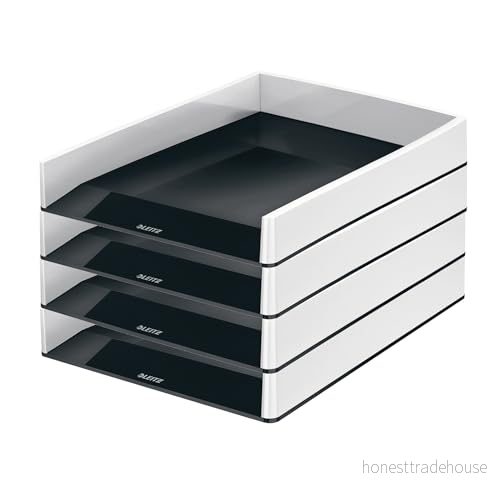 Leitz WOW Brevkorg, A4, vit/svart, 4 pack, 53611095 4002432595914