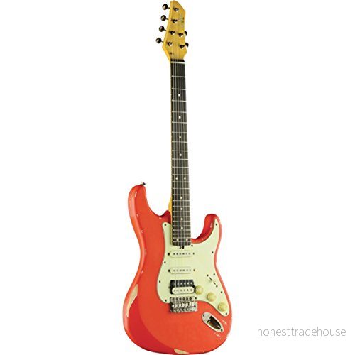 Eko GUITARS Aire Relic Fiesta Red, Elektrisk gitarr från originalrelikserien, Pawlonia kropp, amerikanskt lönnhandtag, rostat WPC tangentbord, röd 8056734493771