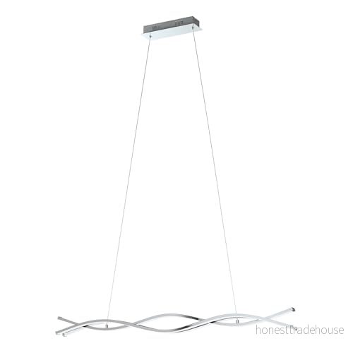 EGLO LED pendellampa Lasana 2, med 3 lampor, hänglampa av aluminium, stål, plast, färg: krom, vit, L: 100 cm 9002759961022