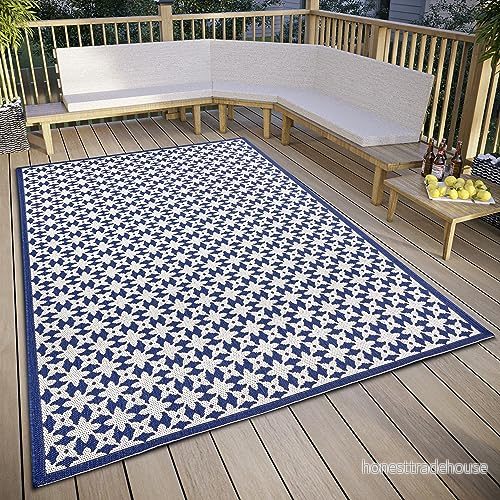 freundin Home Collection Antonia in och utomhatta design platt tyg geometriskt mönster, väderbeständig för vardagsrum, hall, balkong, terrass, trädgård gräddvit, 120 x 170 cm 4262377778876