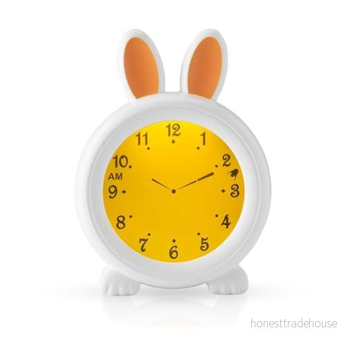 Alecto BC100BUNNY barnväckarklocka sänglampa hjälper barn att få en känsla av tid nattlampa stimulerar stanna i sängen nattlampor justerbara vit 8712412592647